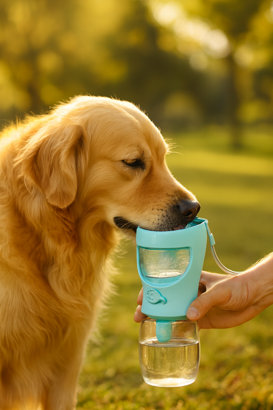 PawDrop — Gourde 2-en-1 eau & nourriture pour chien